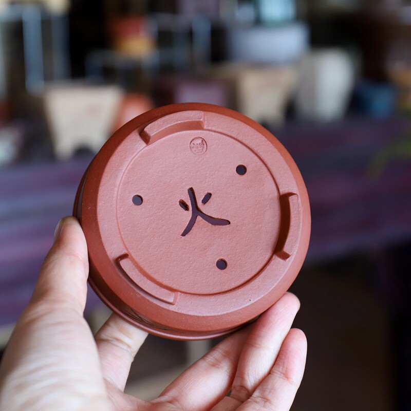 『清雅/浅盆』紫砂原矿红土 手工盆 精品微型盆 金木水火土之火盆