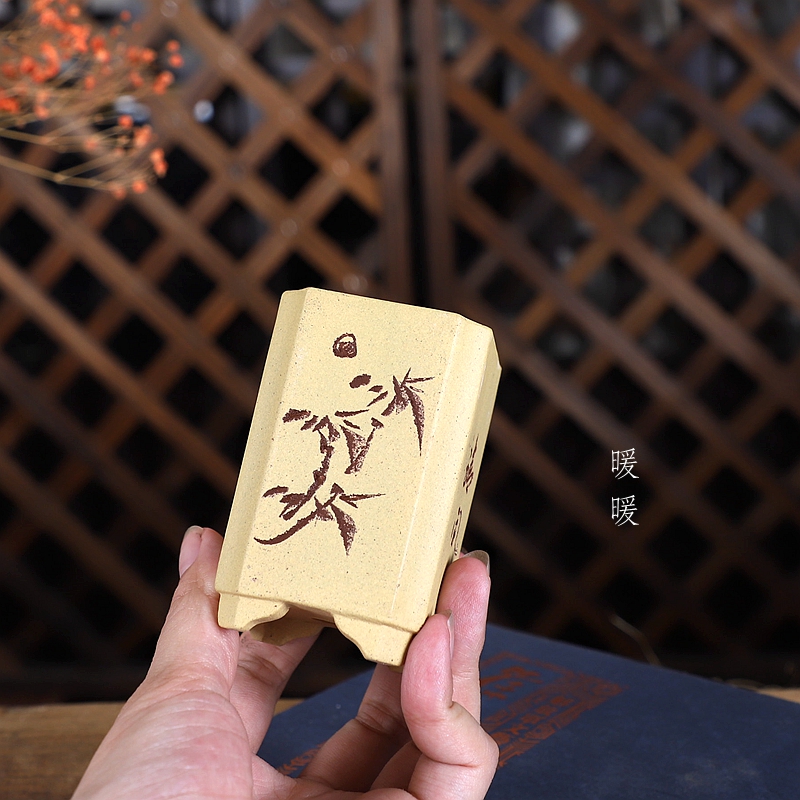 微切角四方签筒紫砂小花盆