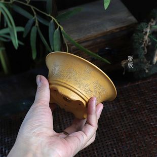 『花脚瓢口小圆盆』暖暖精选手工紫砂微盆景菖蒲假山 张克磊