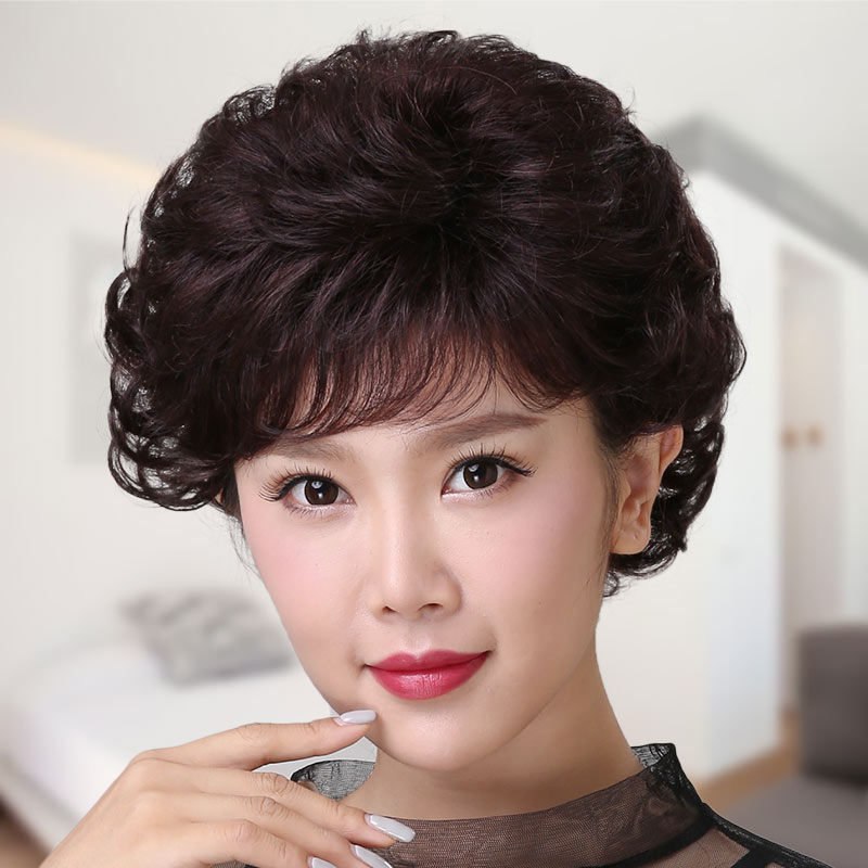 全头套减龄款送妈妈假发套短卷发