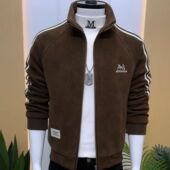 新款 2025秋冬季 灯芯绒加厚夹克立领刺绣高档外套男士 青年帅气