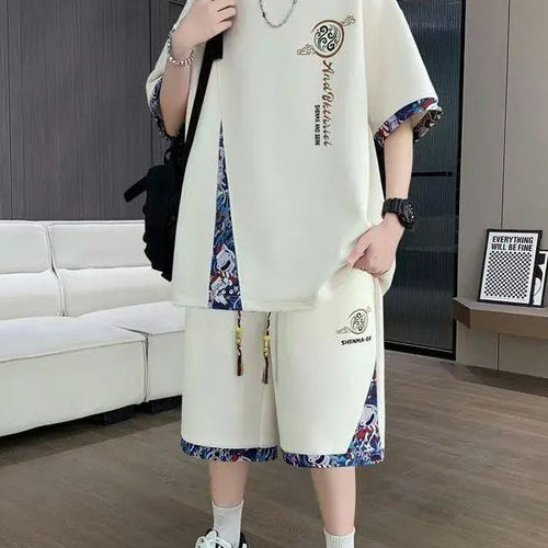 中式国风半袖T恤学生休闲运动套