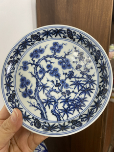 春花秋月青花手绘松竹梅壶承茶盘 纯手工景德镇陶瓷
