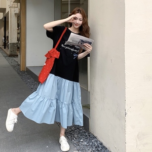 独特漂亮简单大方T恤连衣裙女夏2025新款超好看松弛感鱼尾长裙子图片