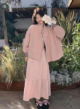 【现货】两面穿外套+半身裙两件套 2606-P195-K318