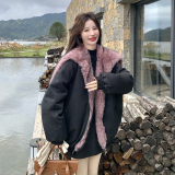 【现货】两面穿大翻领派克服2576-黑P265-K398，女装派克服，柏妮丝绮