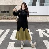 【新款】麦穗纹裙摆拼接卫衣裙2563-P135-K198，女装连衣裙，柏妮丝绮