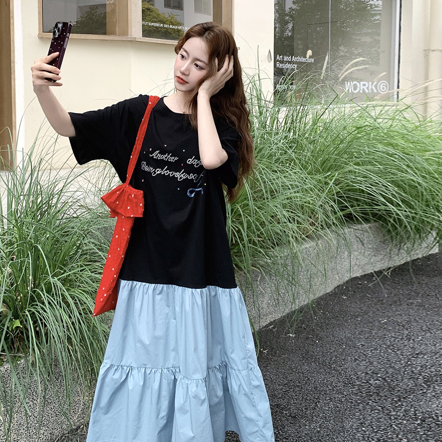 独特漂亮简单大方T恤连衣裙女夏2025新款超好看松弛感鱼尾长裙子,女装连衣裙,柏妮丝绮