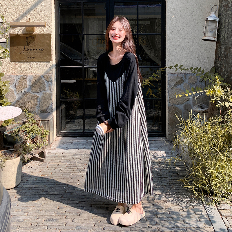 【现货】假两件针织拼接连衣裙2452-P135-K198，女装连衣裙，柏妮丝绮