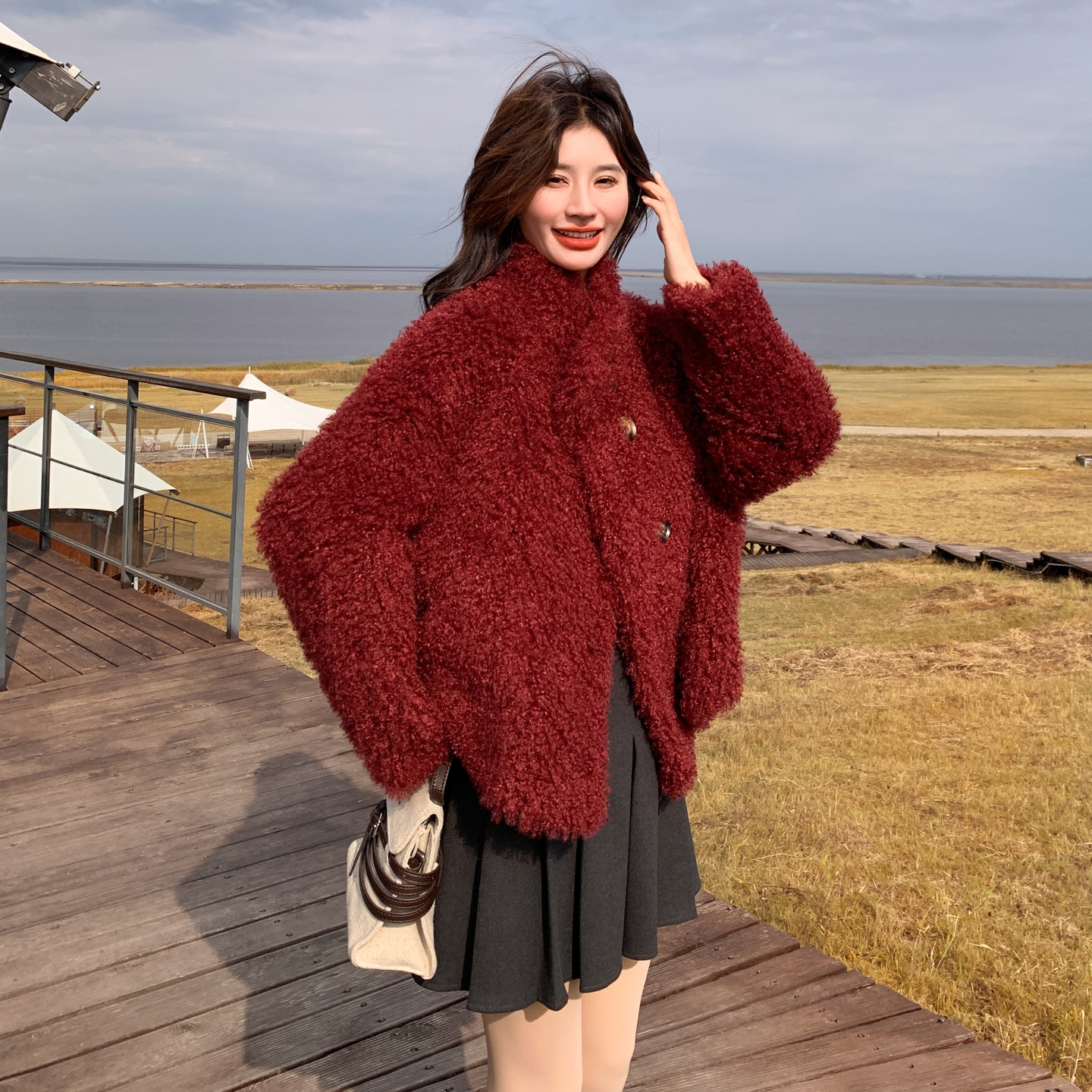 【现货】软糯糯皮毛一体外套2565-P185-K278，女装棉衣/棉服，柏妮丝绮