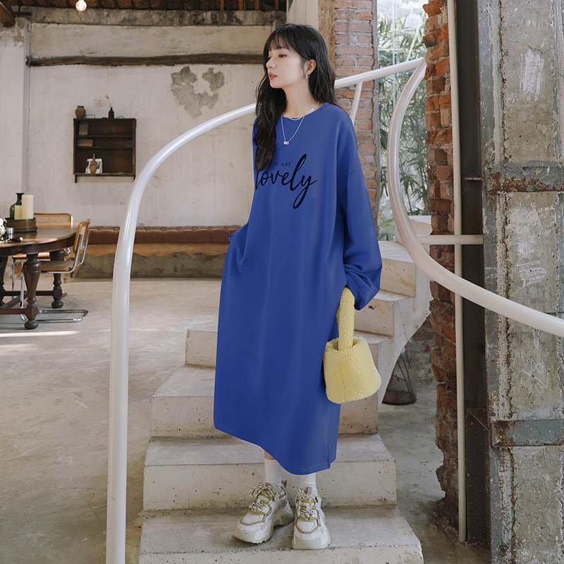 粉色宽松卫衣裙连衣裙女2025春秋新款百搭减龄休闲长袖初秋长裙子,女装卫衣/绒衫,柏妮丝绮