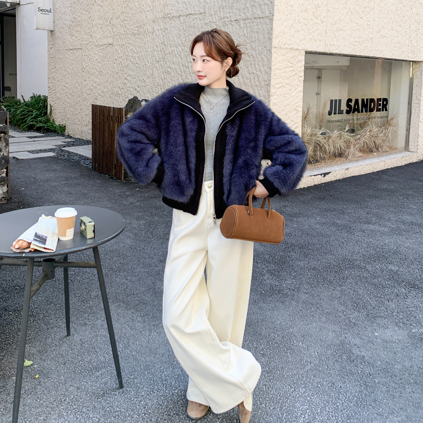 【新款】毛绒拼接外套2581-P245-K368，女装派克服，柏妮丝绮