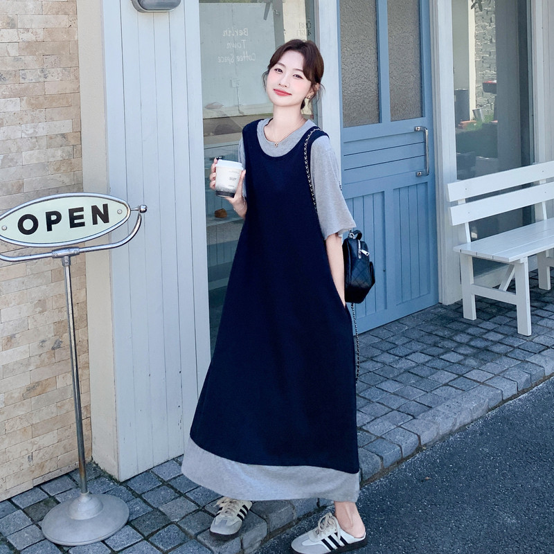 【新款】假两件拼接休闲连衣裙2C060-2630-P135-K218,女装连衣裙,柏妮丝绮