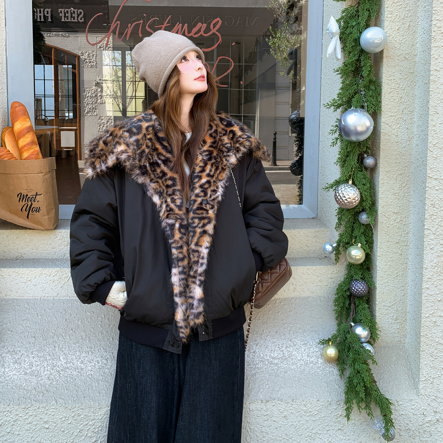 【新款】复古两面穿豹纹派克外套2586-P265-K398，女装派克服，柏妮丝绮