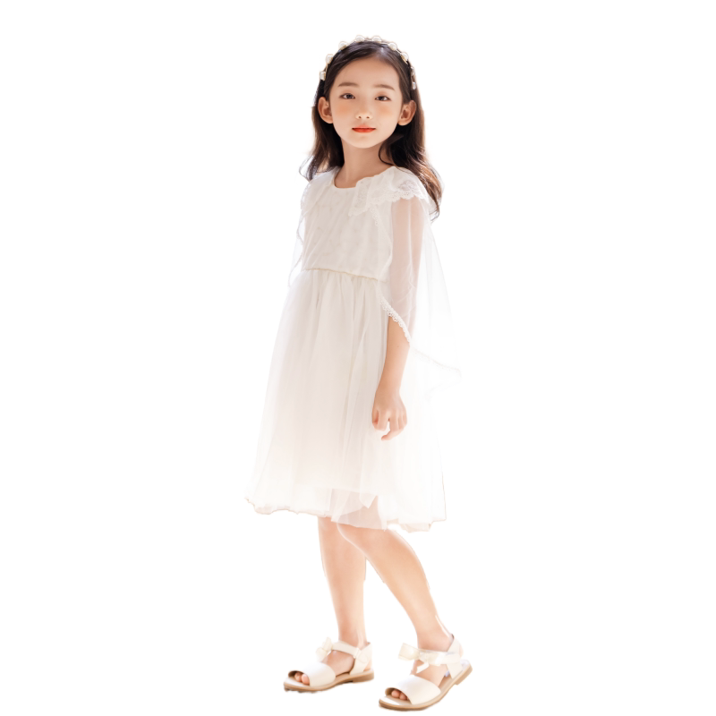 正品德蒙斯特女孩夏季公主裙轻纱披肩连衣裙时尚中大童韩版背心裙