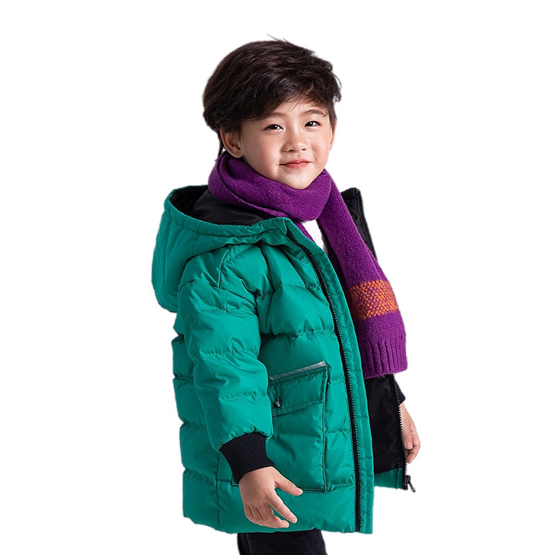 德蒙斯特男童加厚羽绒服冬季中小童90白鸭绒衣中长款保暖棉服外套