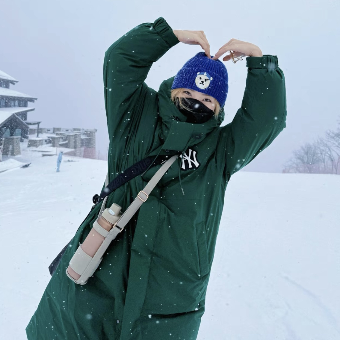 MLB Logo字母连帽长款羽绒服 男女同款 绿色3ADJB1426-50GND