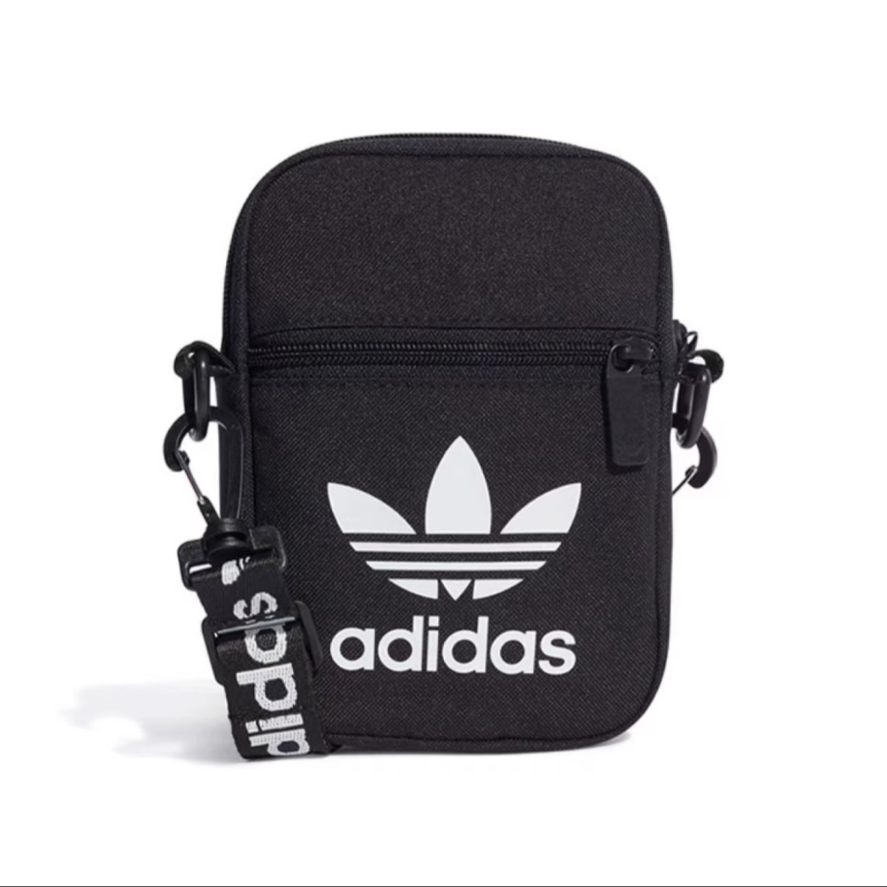 Adidas/阿迪达斯正品背带串标三叶草黑白经典单肩运动包 HD7162