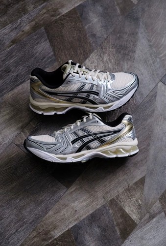 正品Asics Gel-Kayano 14 低帮跑步鞋男女同款米银色1203A537-200