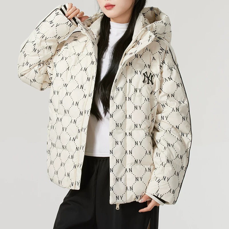 国内现货MLB男女24年新款老花满标保暖连帽外套羽绒服潮3ADJM0546