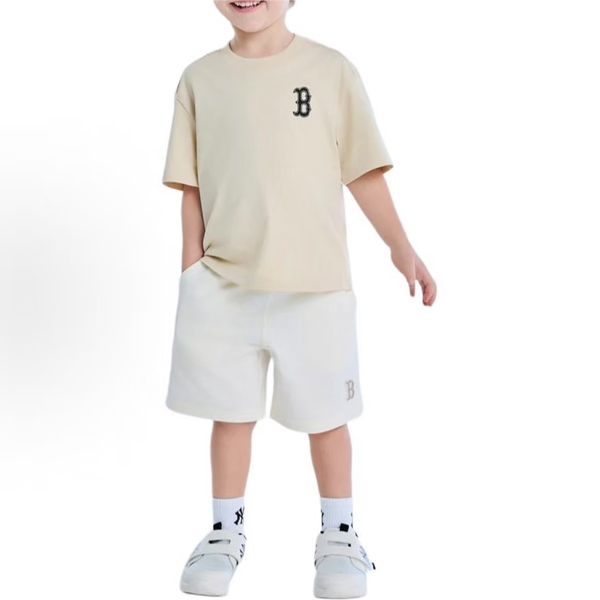 MLB25年新款男女童时尚休闲印花短袖T恤短裤套装7ATSB1153-43SAL