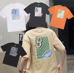 纯色印花短袖 SS25 透气圆领T恤3ATSM2153 老花系列纽约洋基队 MLB