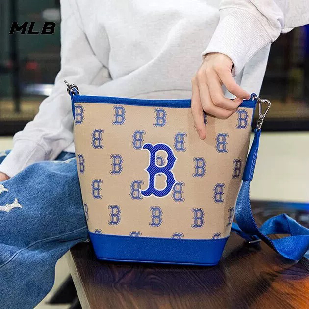 MLB单肩包男包女包复古老花水桶包斜跨休闲包3ABML023N-43SAL