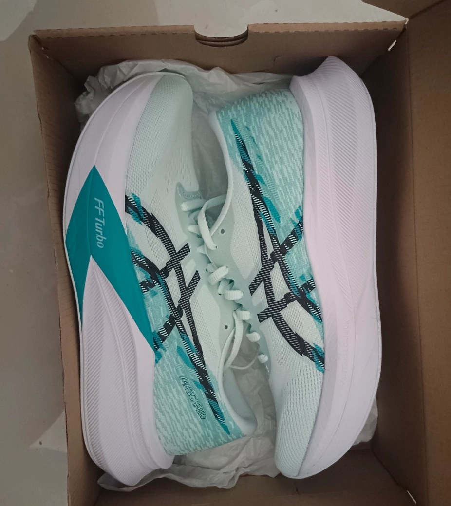 正品Asics MAGIC SPEED 4低帮休闲跑步鞋男款青绿色1011B875-401