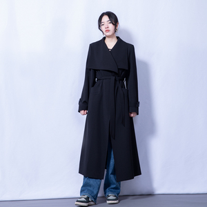 极简英伦风个性设计感小众大翻领长款风衣女过膝高级轻奢宽松外套