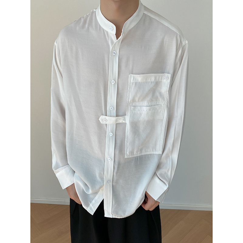 1110-YU121-P85软衬衫小众高级感男宽松韩系韩版休闲长袖衬衣，男装衬衫，星座1110