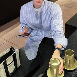 1110-C400-P75 设计款条纹长袖衬衫 宽松时尚衬衣(已下架）,男装衬衫,星座1110