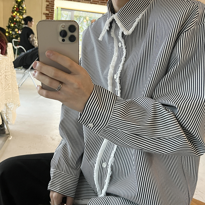 1110-C387-P95条纹衬衫韩风设计款长袖衬衣，男装衬衫，星座1110