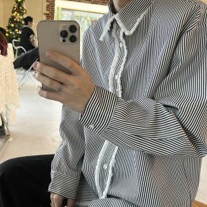 1110-C387-P95 条纹衬衫韩风设计款长袖衬衣，男装衬衫，星座1110