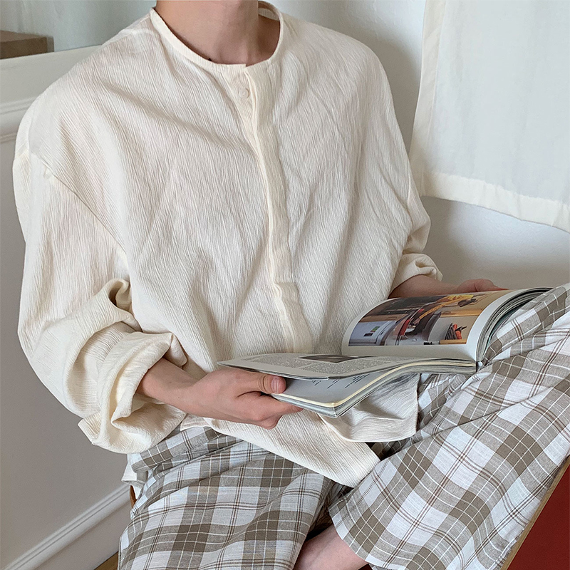 1110-TZ52Y-P60秋季新款韩版宽松休闲百搭款纯色长袖衬衫，男装衬衫，星座1110