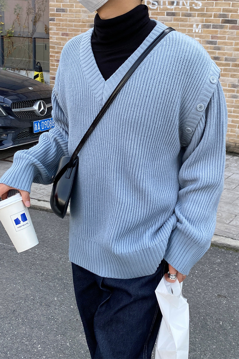 1110-MY16-P95秋冬新品宽松休闲袖子可拆卸两穿V领针织衫毛衣,男装针织衫/毛衣,星座1110