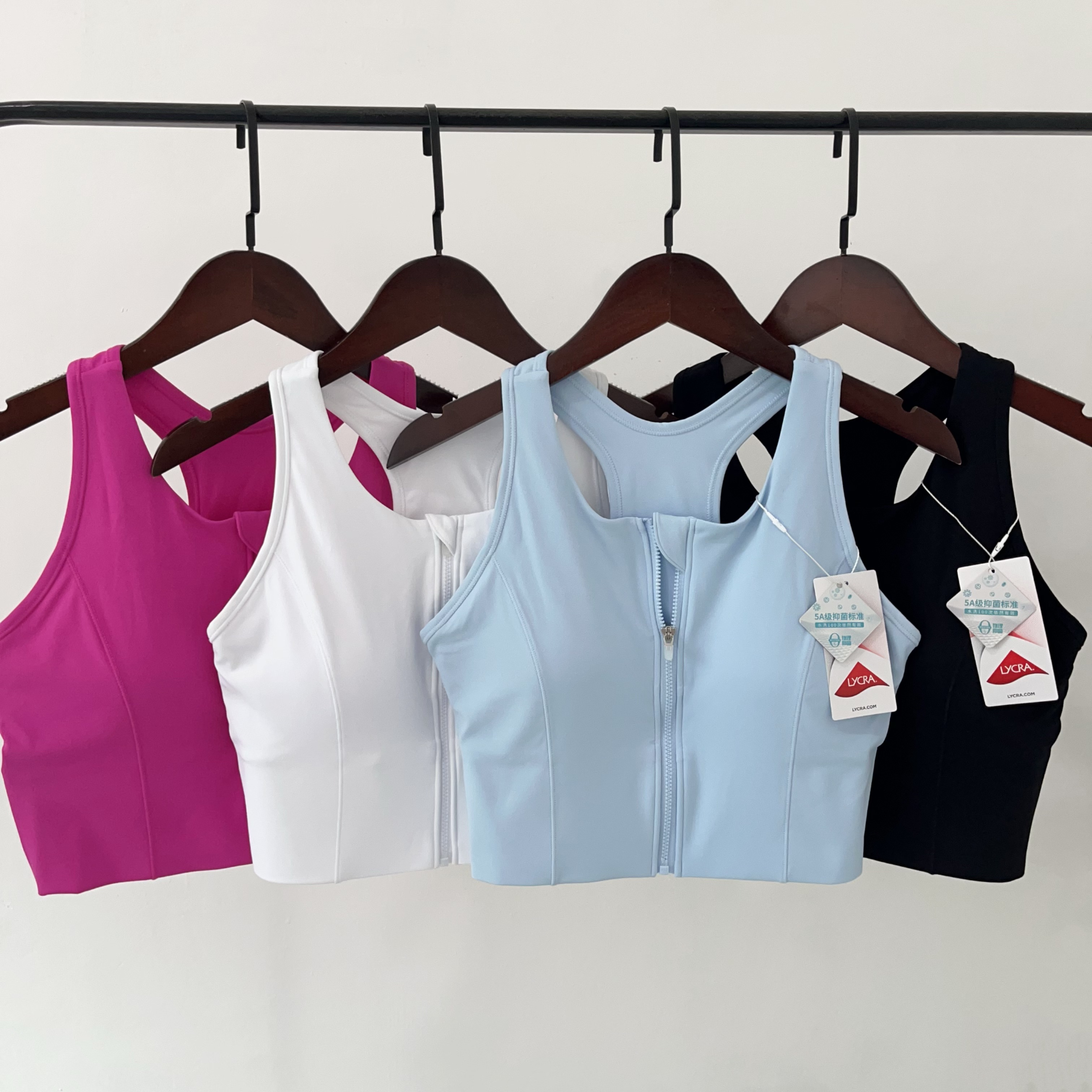 大胸高强度防震运动文胸背心前拉链固定胸垫跑步跳绳瑜伽健身内衣