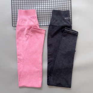 便宜好货 做旧水洗专业户外运动跑步器械健身裤女跳舞瑜伽九分裤