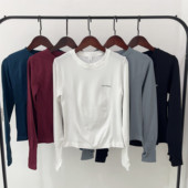 白色套指高弹健身衣女式 速干T恤透气跑步运动上衣瑜伽服 紧身长袖