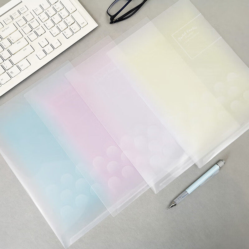 国誉（KOKUYO）WSG-FUY820 淡彩曲奇&middot;柔光&middot;文件组合收纳册A4.透明（4色混装） 文件组合收纳册