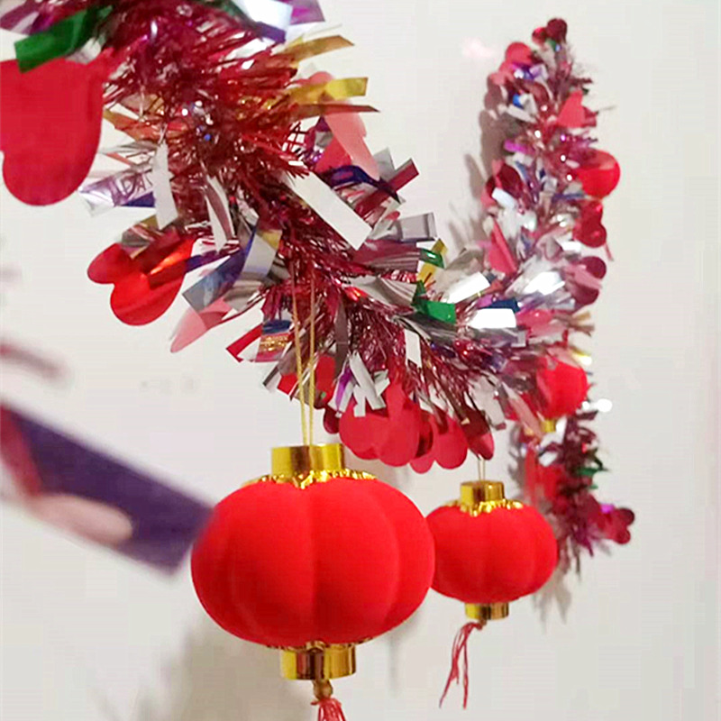 大红店铺节庆日装扮晚会布置毛条