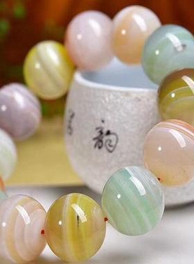 天然糖果玛瑙手串男缠丝雨花石手链闺蜜首饰女生日礼物男朋友简约