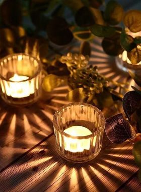 桌面水晶玻璃供佛蜡烛杯酒店香薰蜡烛光影氛围灯卧室浪漫烛台道具