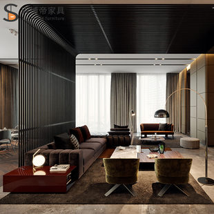 亚朵酒店大堂洽谈沙发组合后现代轻奢接待简约总统套房民宿家具