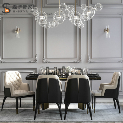 餐桌椅组合轻奢岩板餐桌椅组合