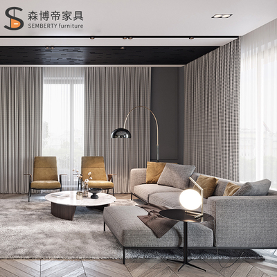 轻奢会所别墅意式风布艺沙发定制