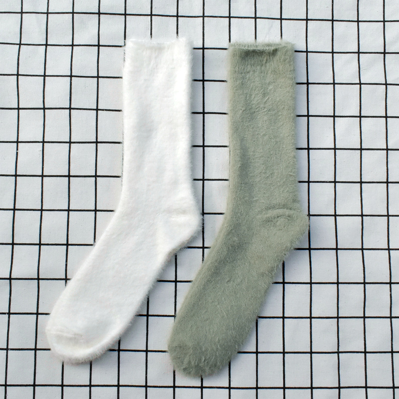 水貂绒女袜卡通睡眠袜中筒