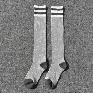 捡漏外贸袜子女及膝袜简约百搭时尚横杠中高筒女袜潮柔软堆堆袜