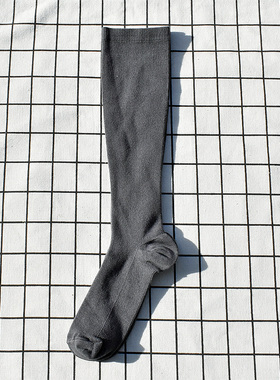 灰色小腿袜女袜压力袜纯棉中筒袜显瘦学院风长筒运动袜跑步袜健身