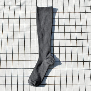 灰色小腿袜女袜压力袜纯棉中筒袜显瘦学院风长筒运动袜跑步袜健身