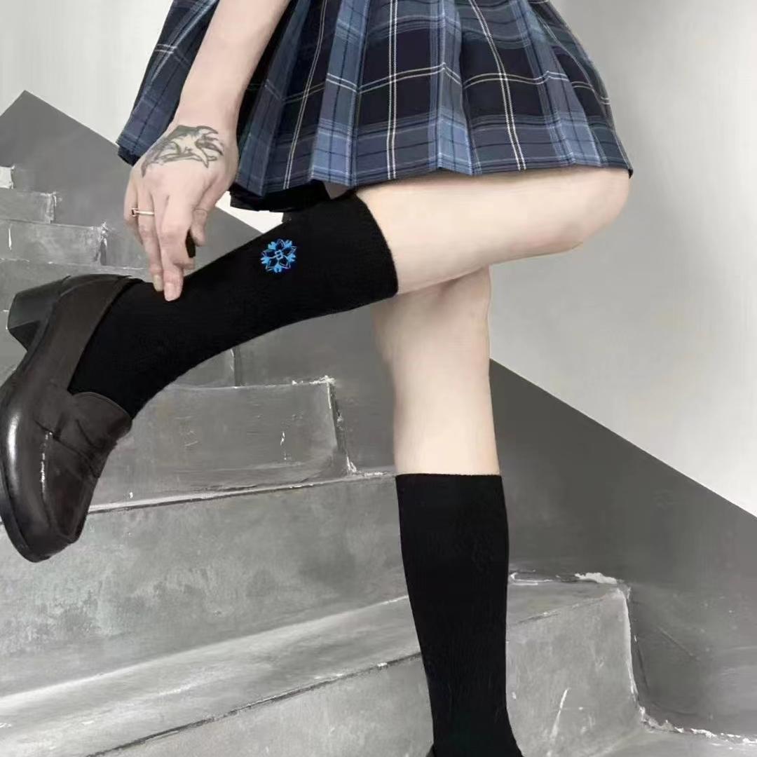 校供小腿袜刺绣纯棉jk袜子